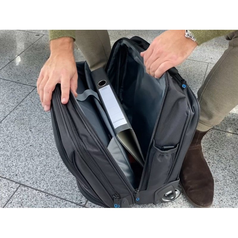 STOP Business laptop trolley RPET BORNEO, zwart, gerecycled PET, 17 inch